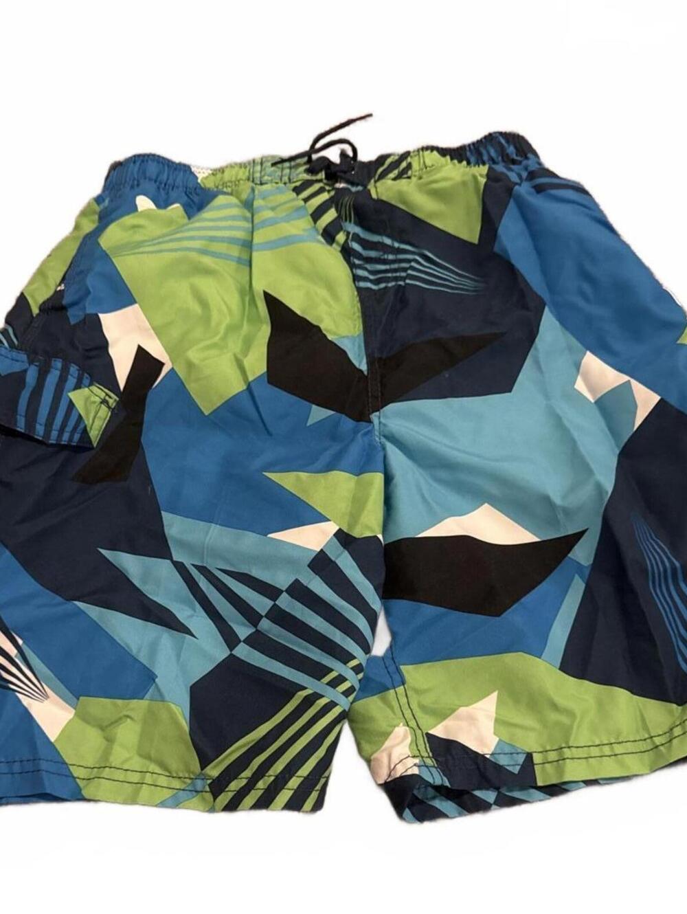 Kanu Surf  Boys Blue Green Geometric Swim Shorts XL